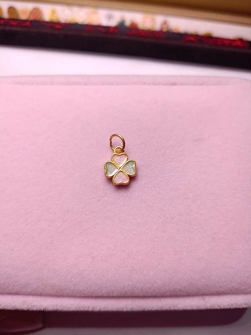 足金999无氢5D精工四叶草0.44克转运珠