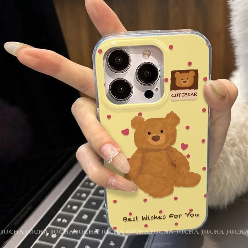 黄色小熊适用iPhone16手机壳高颜值可爱苹果15promax情侣款14小众