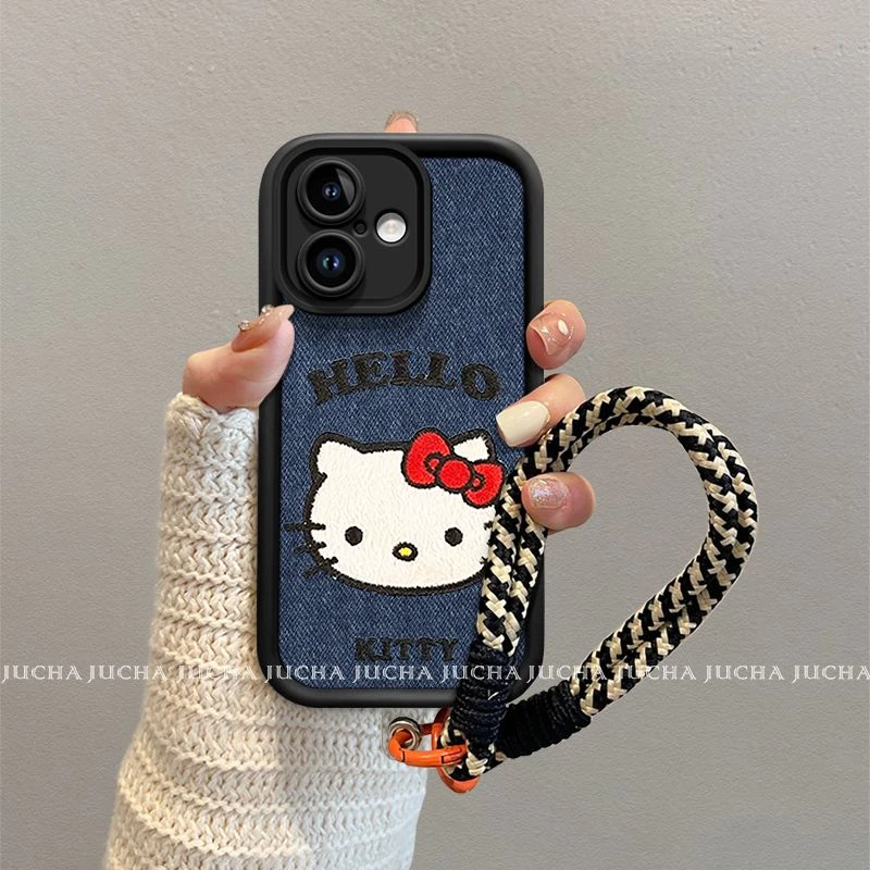 牛仔kitty猫适用iPhone16pro手机壳女款防摔新款苹果15plus卡通14
