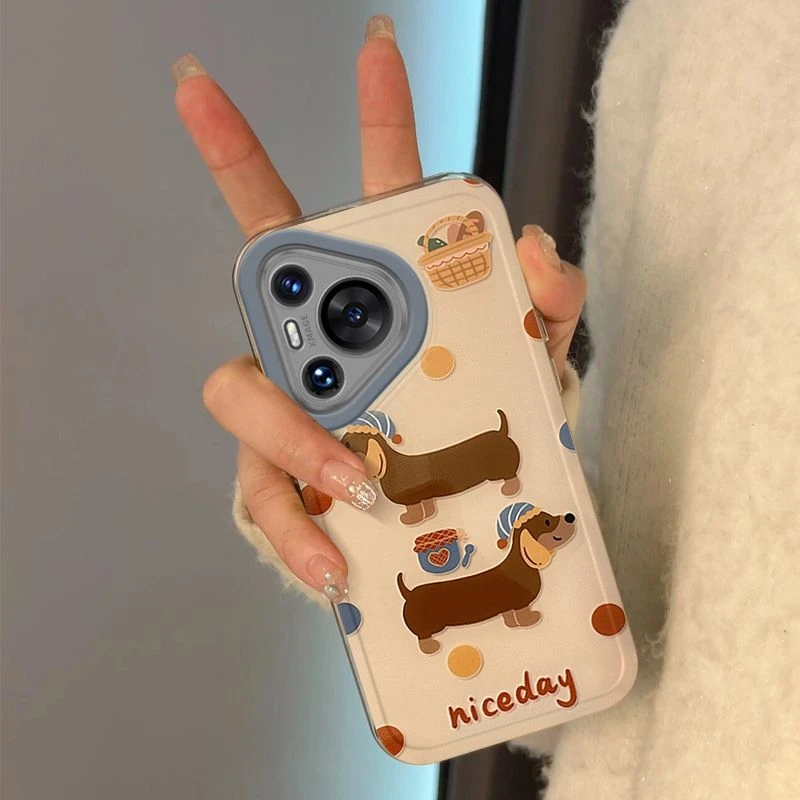 波点腊肠狗华为pura70手机壳防摔HUAWEIp60新款p40 pro曲屏全包壳
