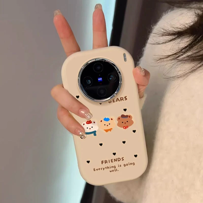 波点三只小熊vivox100手机壳新款硅胶VIVOx90pro简约设计感x80/70