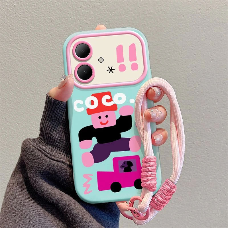 跳高小人vivoy78+手机壳卡通设计感VIVOy77e可爱y76s女款网红创意