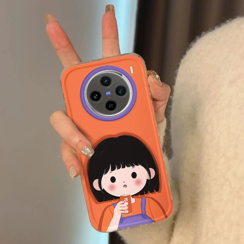 橘底饮料女孩vivox100手机壳全包防摔VIVOx90pro简约80设计感70