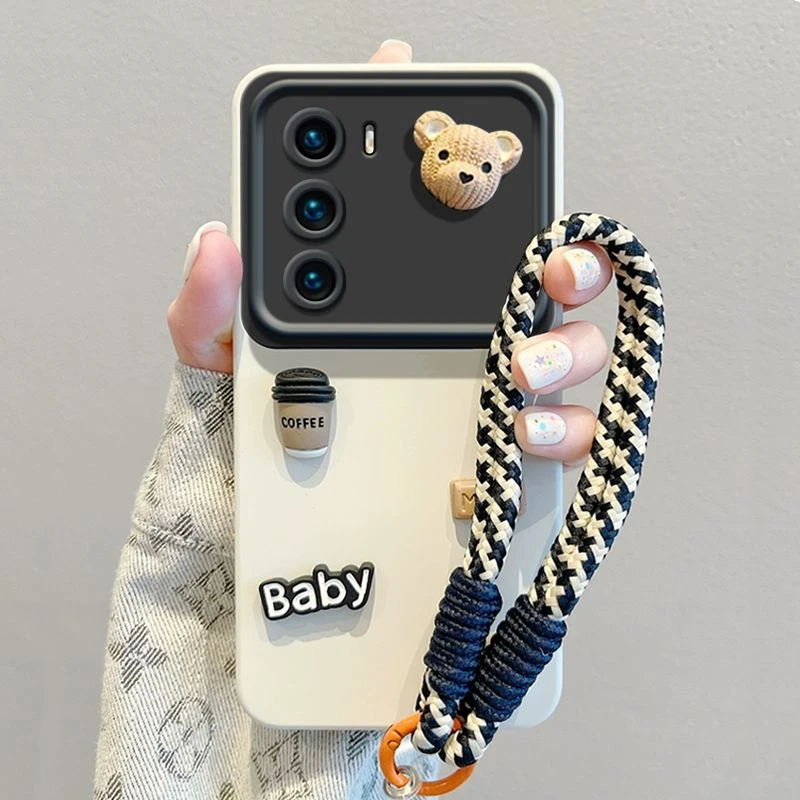 趣味咖啡小熊华为p40手机壳气囊全包防摔HUAWEIp30pro新款带挂绳