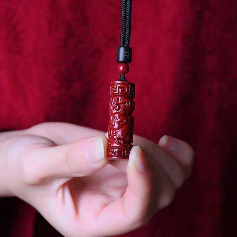辰砂（处理）高含量朱砂紫金砂新款吊坠十二生肖圆柱款男女