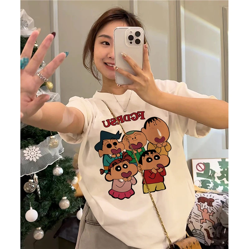 蜡笔小新卡通短袖t恤女 2023夏季新款潮牌学生纯棉ins百搭上衣