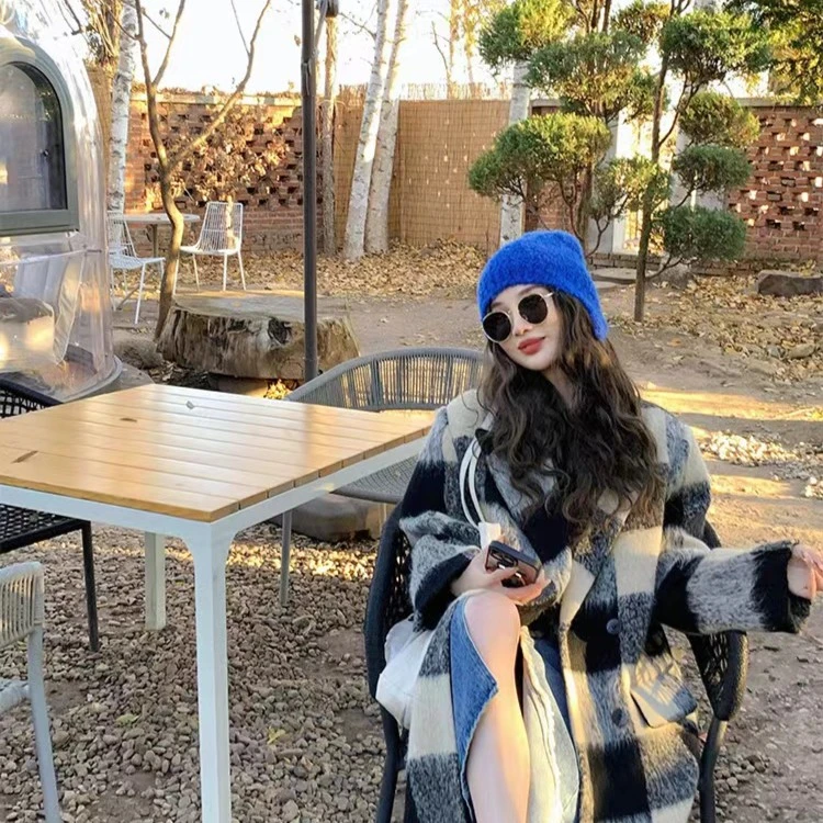 【小音专属】英伦风格子复古高级感内胆中长款羽绒大衣-5241223786