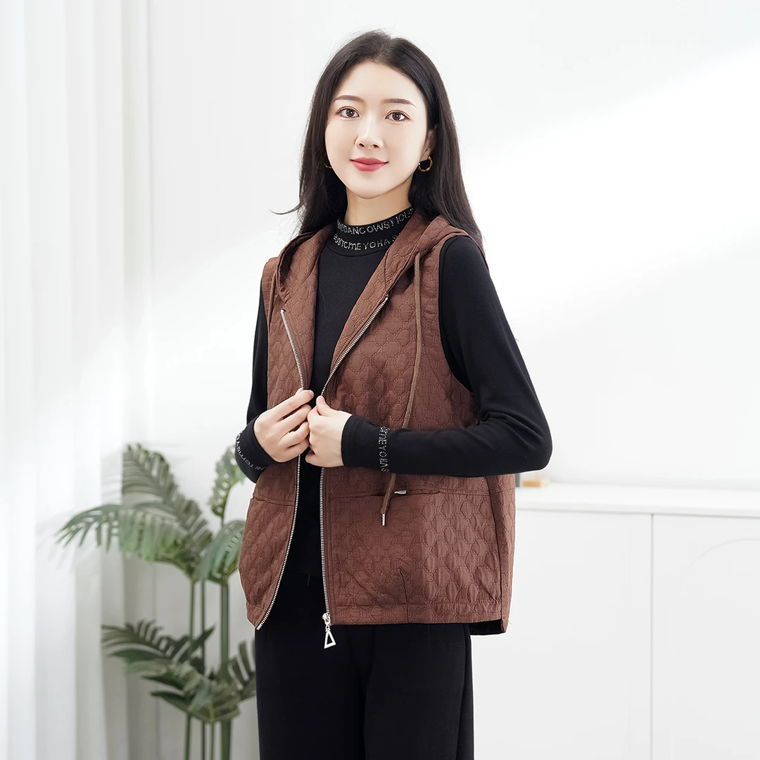 【秋冬新款】韩版连帽休闲百搭时尚菱形格时尚洋气马甲BQ4560衣长60