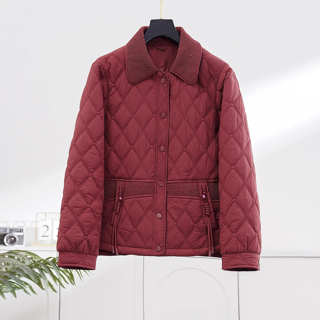 【秋季新款】韩系小香风轻薄菱形格气质百搭棉服外套BQ5034衣长59