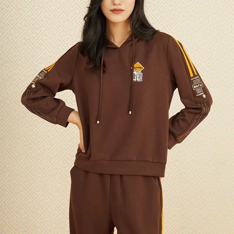 【秋季新款】韩版简约气质百搭连帽卫衣套装休闲DH1774衣长59裤长93