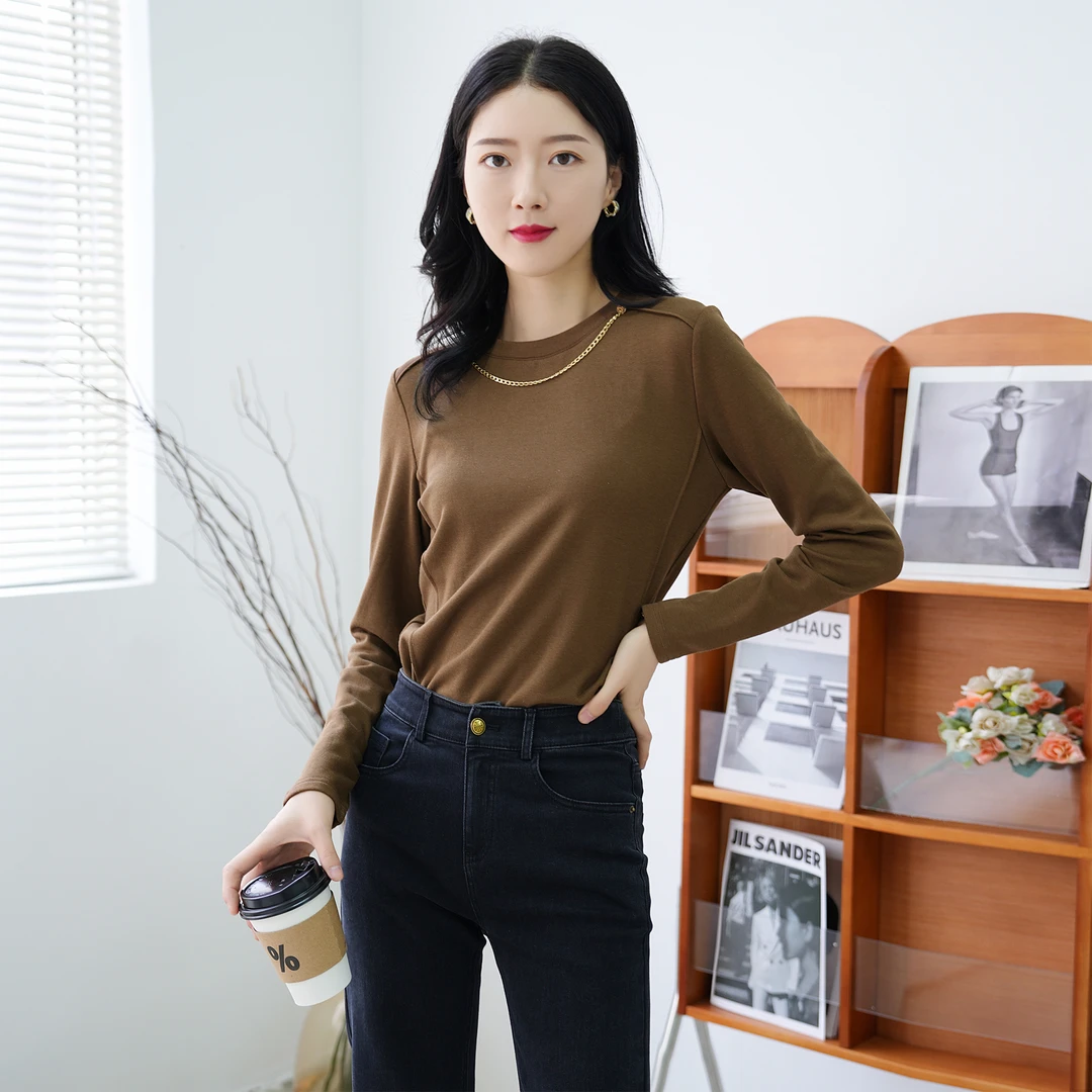 【秋季新款】设计感小众简约气质长袖打底衫AQ2526 衣长55cm