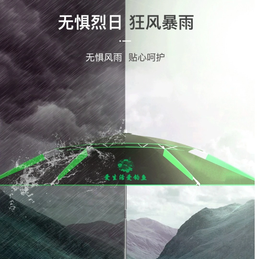 新升级遮阳钓鱼伞加厚黑胶伞0透光垂钓加粗骨架不锈钢伞杆