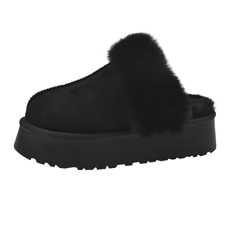 【游鹿鹿】2024冬季新款时尚百搭加绒保暖拖鞋跟高4cm