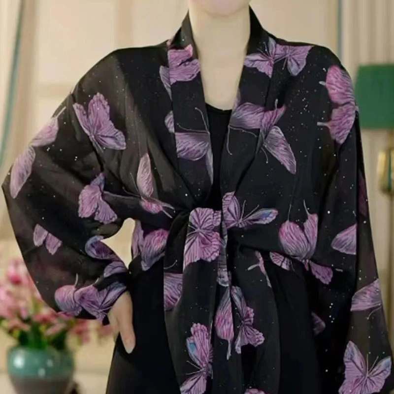 披肩外搭女2024新款时尚洋气夏季薄款女开衫外套蝴蝶琉璃丝防晒衣