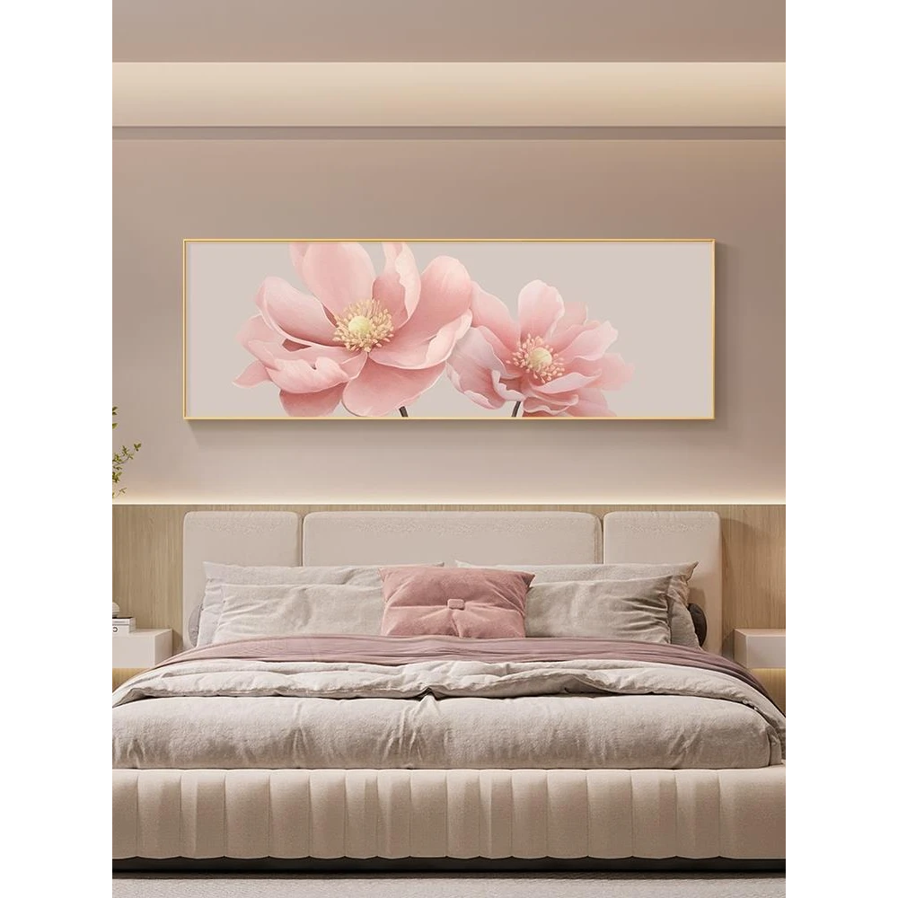 奶油风卧室装饰画牡丹花卉主卧床头挂画高级感大气房间壁画沙发画