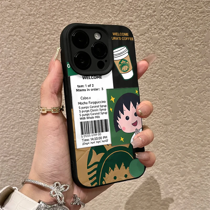 褶皱款樱桃小丸子适用苹果15手机壳iphone15promax防摔12/14/13/x