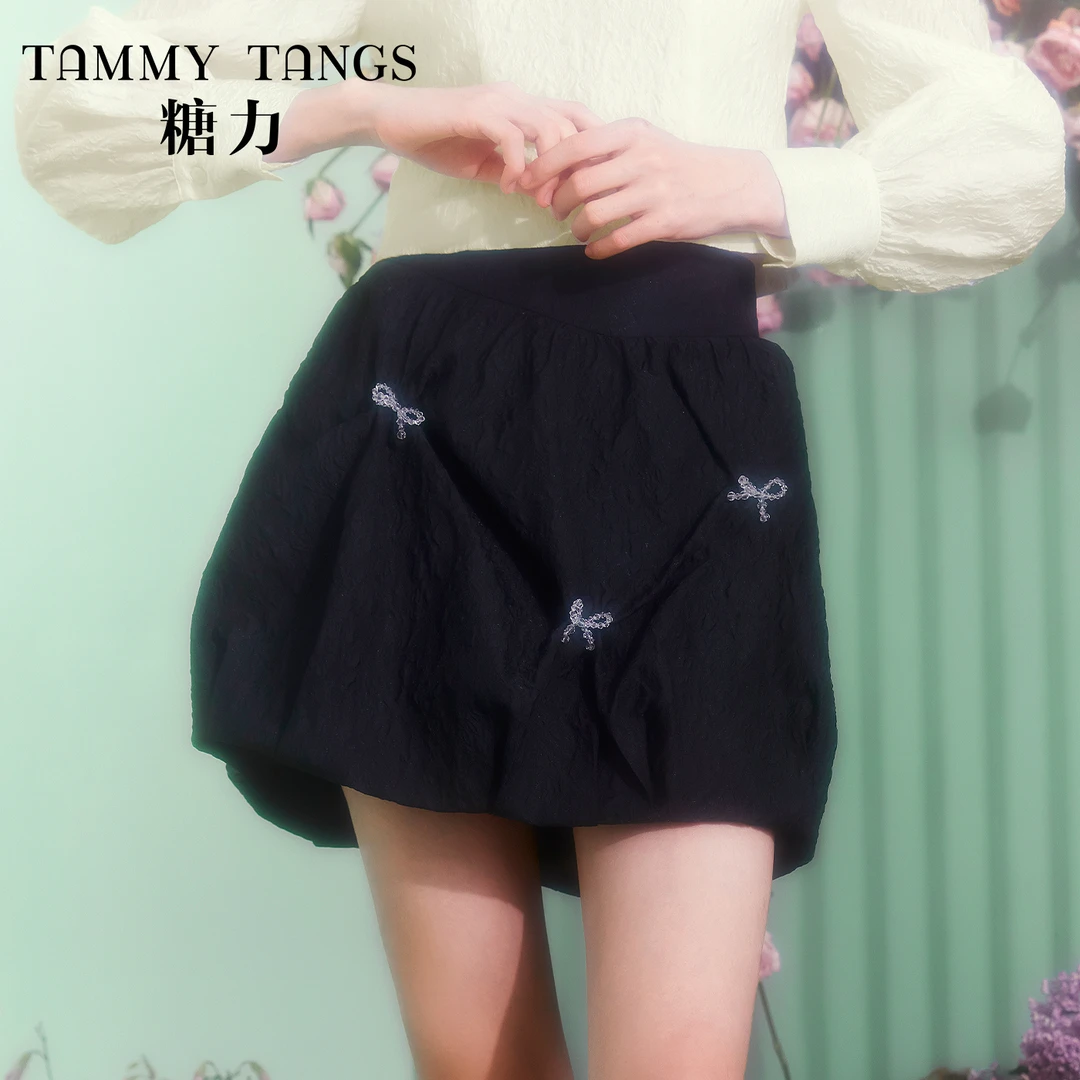 【辛祺专享】糖力肌理提花蓬蓬花苞短裙防走光半身裙女