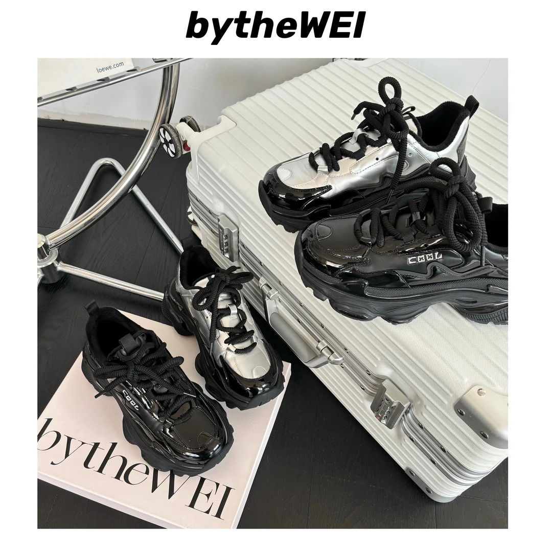 bytheWEI~【赛博银】黑武士厚底老爹鞋女休闲鞋银色运动鞋潮