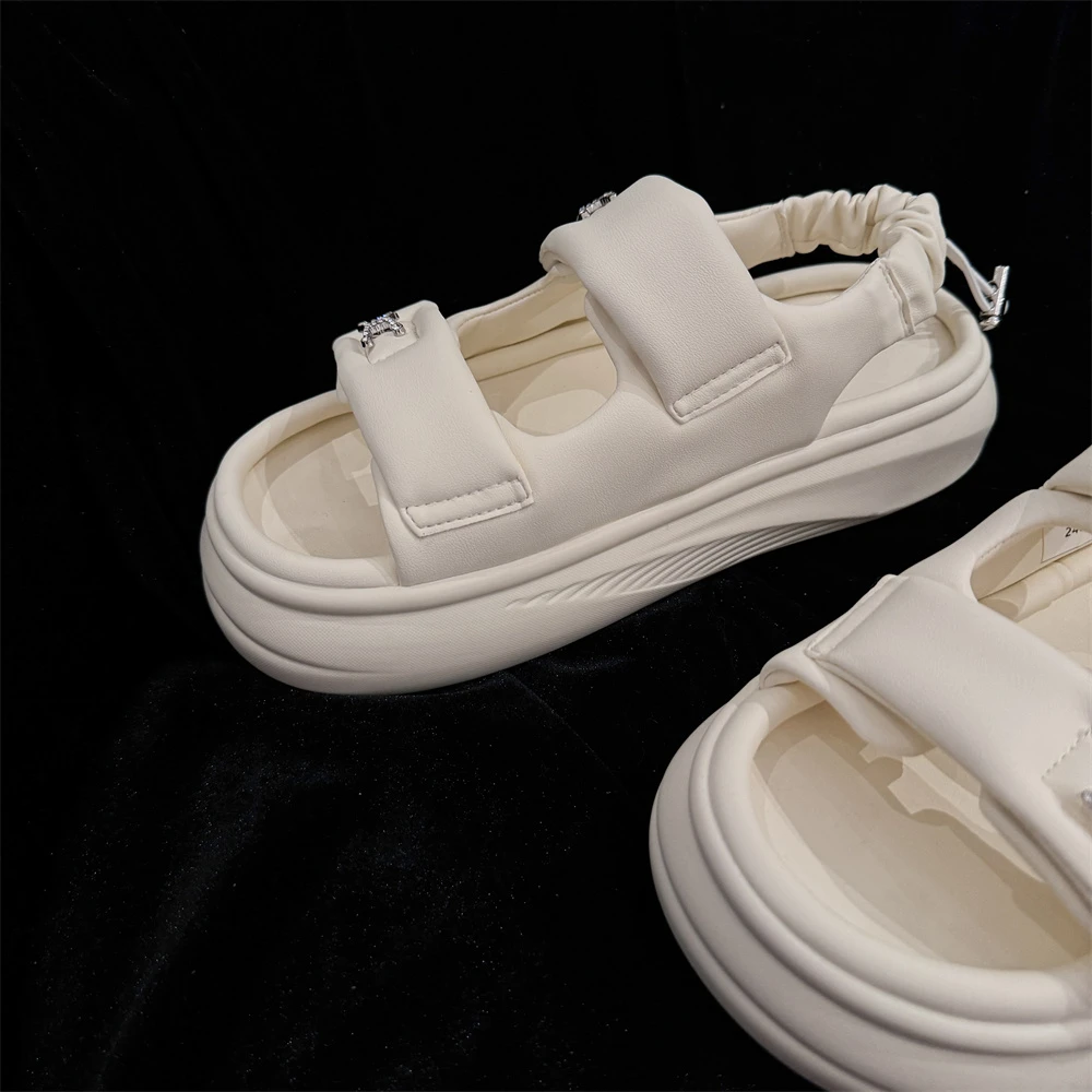 bytheWEI【恋爱频率】欧货魔术贴百搭时尚厚底沙滩鞋凉鞋女108-65