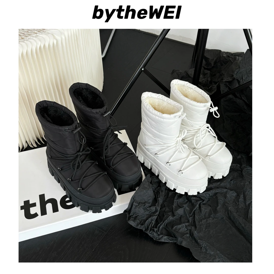 5270【月亮靴】辣妹Y2K加厚加绒厚底秋冬雪地靴矮子乐短靴潮