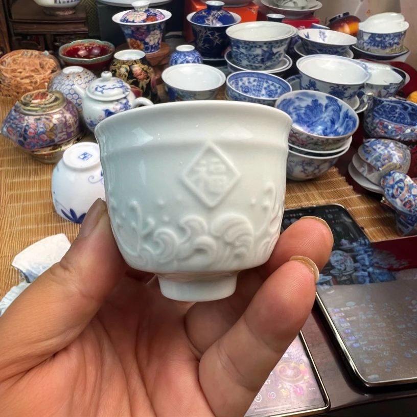 景德镇陶瓷品茗杯手工主人杯手绘龙纹花纹