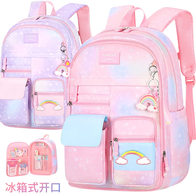 新款书包小学生女童一三六年级公主女孩护脊防水儿童减负双肩包