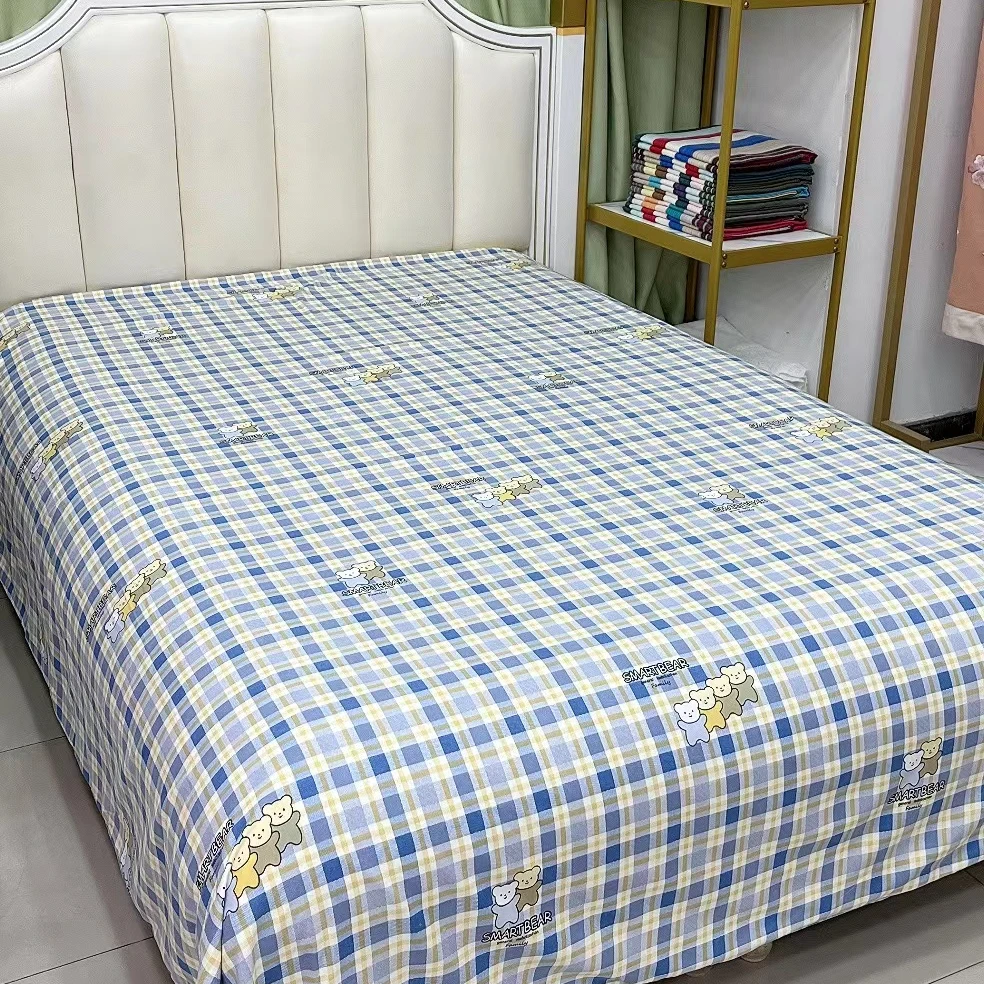 高端亲肤棉床单（方格小熊）200*230