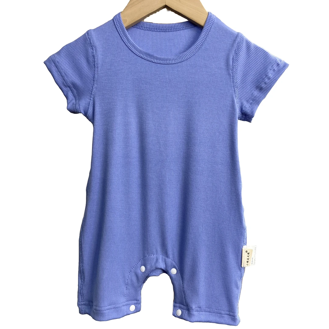 夏季薄款儿童宝宝爬服连身衣短袖爬服婴儿连体睡衣空调衫地暖