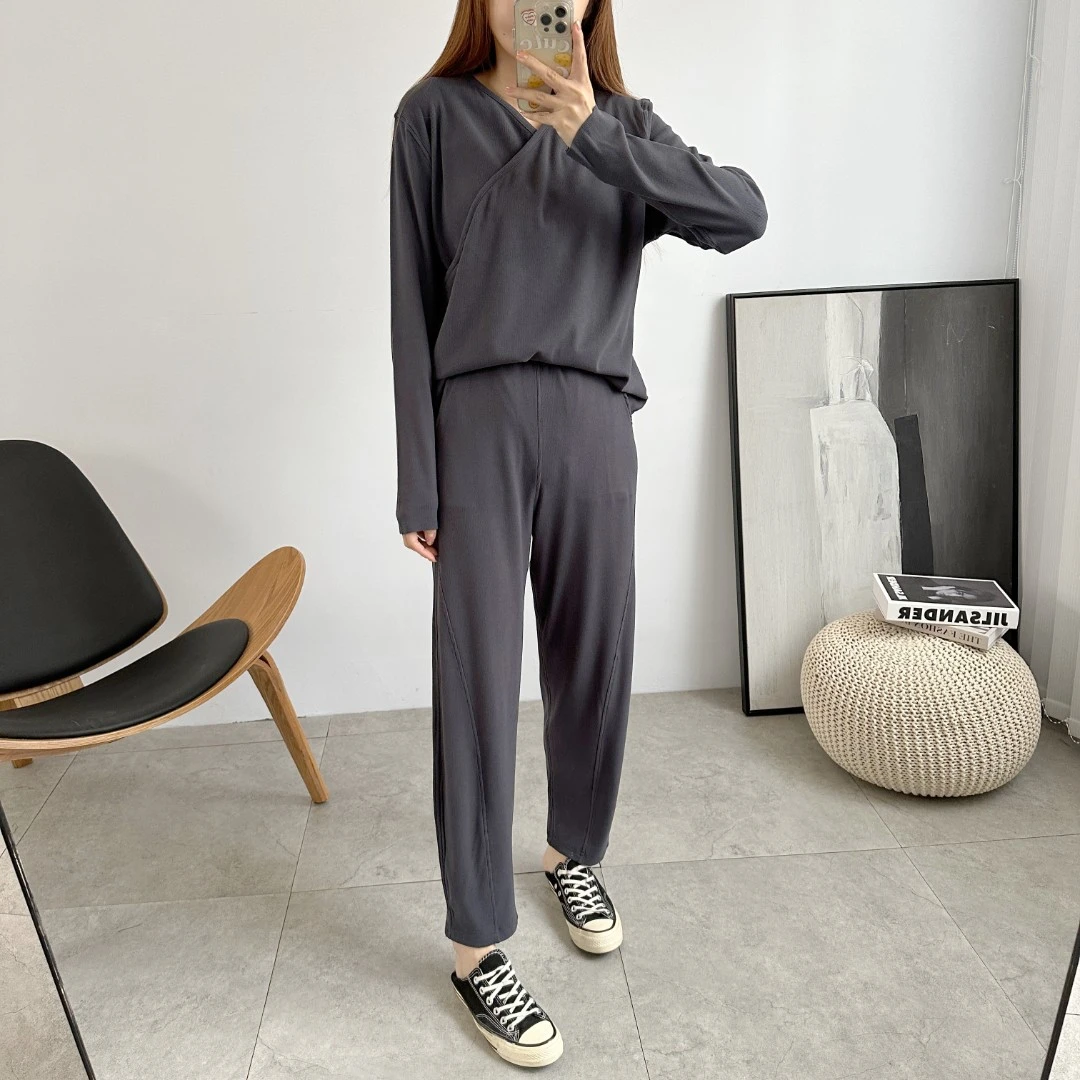 280克双面磨毛孕妇产后月子服家居服长袖哺乳睡衣套装宽松喂奶