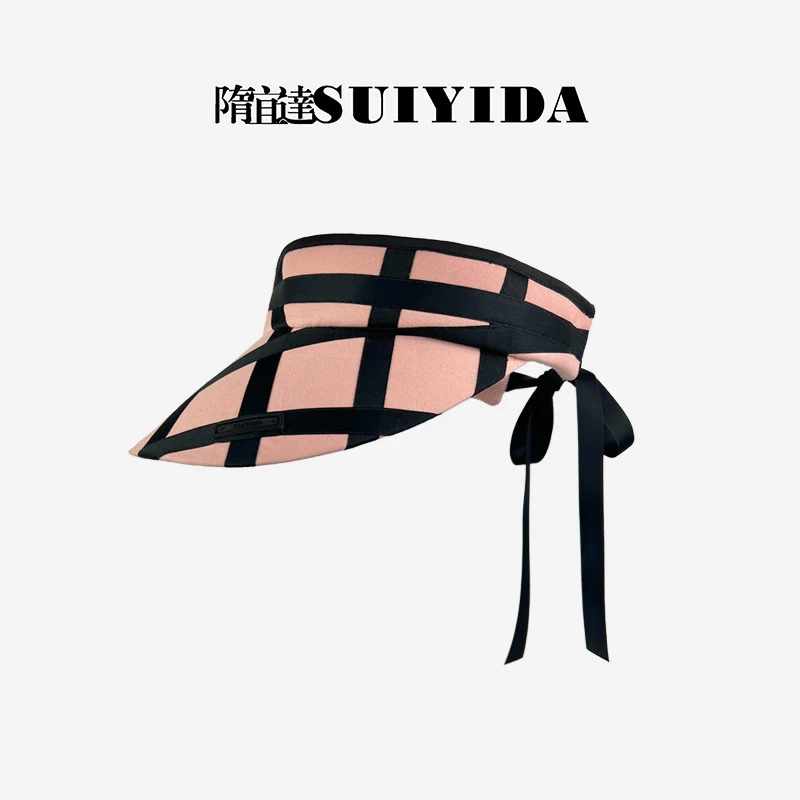 SUIYIDA/隋宜达菱形格纹遮阳帽空顶防晒时尚设计师2023春夏新款