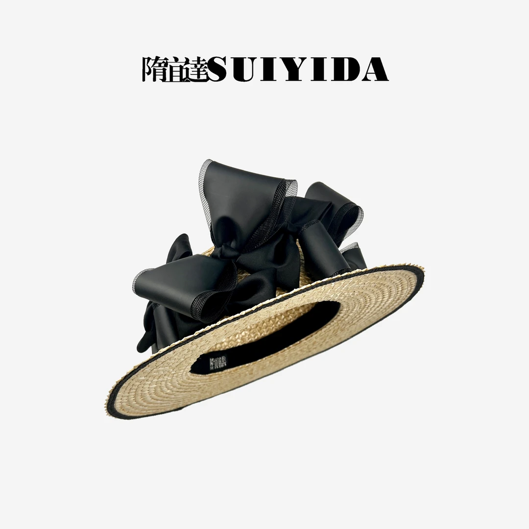 SUIYIDA/隋宜达蝴蝶结草编遮阳帽 百搭时尚设计师款