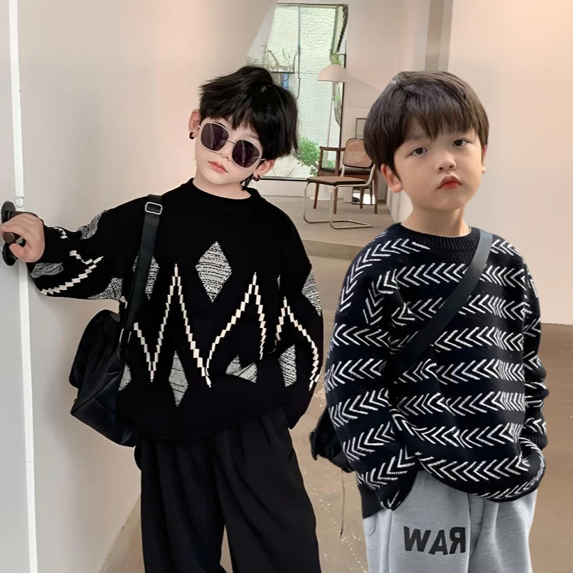 男大童内搭上衣针织衫加厚保暖秋冬季加厚2024洋气新款男孩毛衣潮