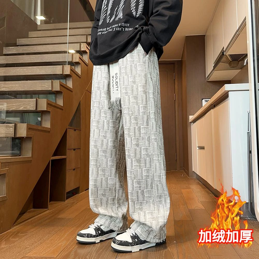 美式裤子适合秋冬通勤的男裤扎染直筒裤灯芯绒抗皱休闲时尚宽松