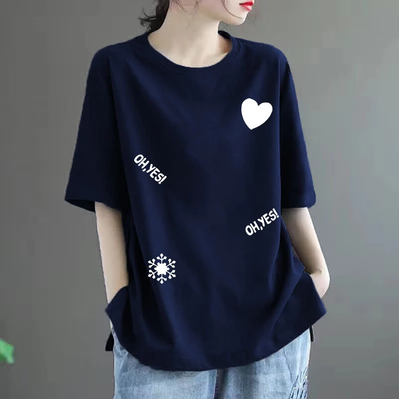 〖赠运费险〗100%棉短袖T恤女夏大码女装200斤加肥印花休闲百搭上衣