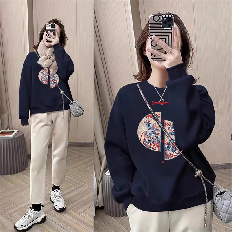 〖送运费险〗2024年秋冬季新款卫衣女长袖薄款宽松洋气加绒加厚百搭