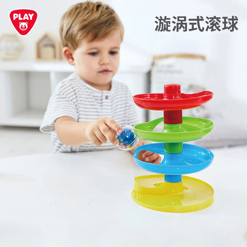 PLAYGO儿童转转乐拼插玩具孩轨道滑翔球宝宝益智旋涡式滚球组装