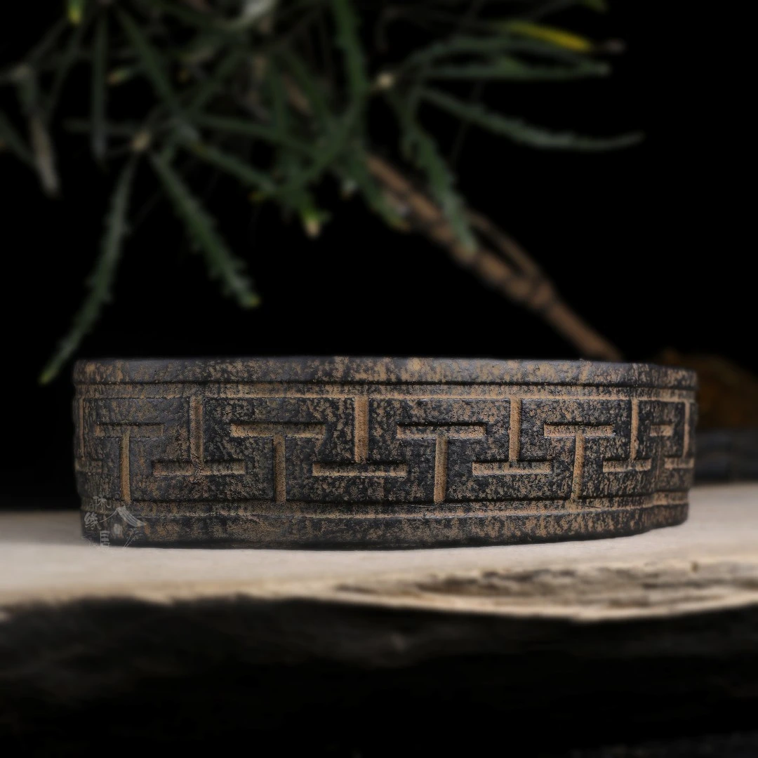 仿古国风禅意创意兰花花盆微型松柏盆景盆粗陶艺术花器-海棠