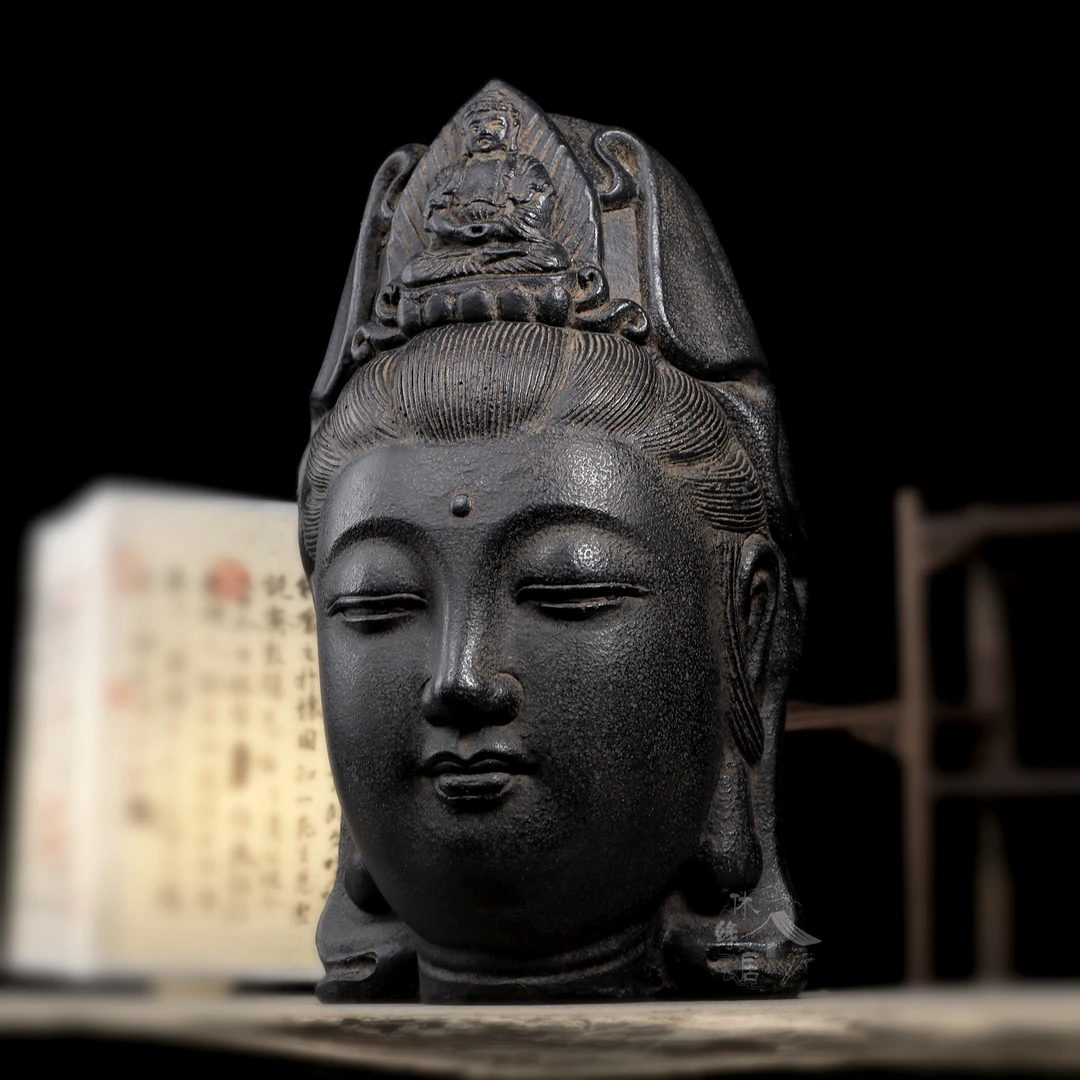 龙年仿古中国风禅意佛首茶室玄关客厅酒柜软装饰摆件 - 观音佛首