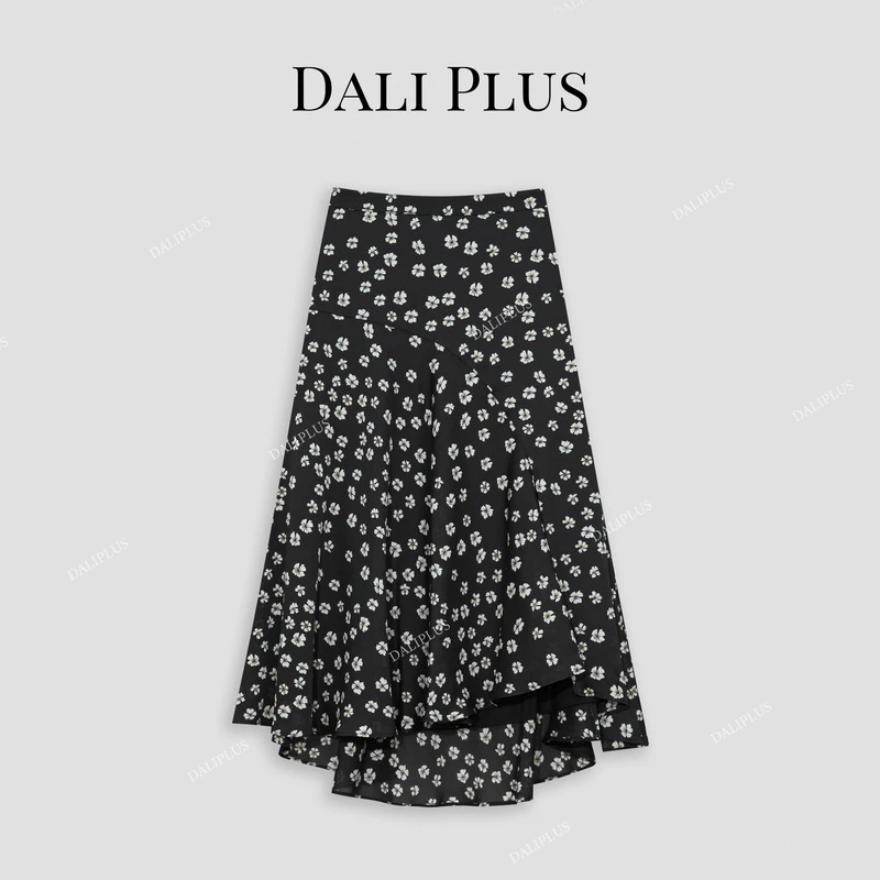 DALI PLUS高腰法式雏菊碎花不规则伞裙百搭休闲度假半裙-D4SZ0023