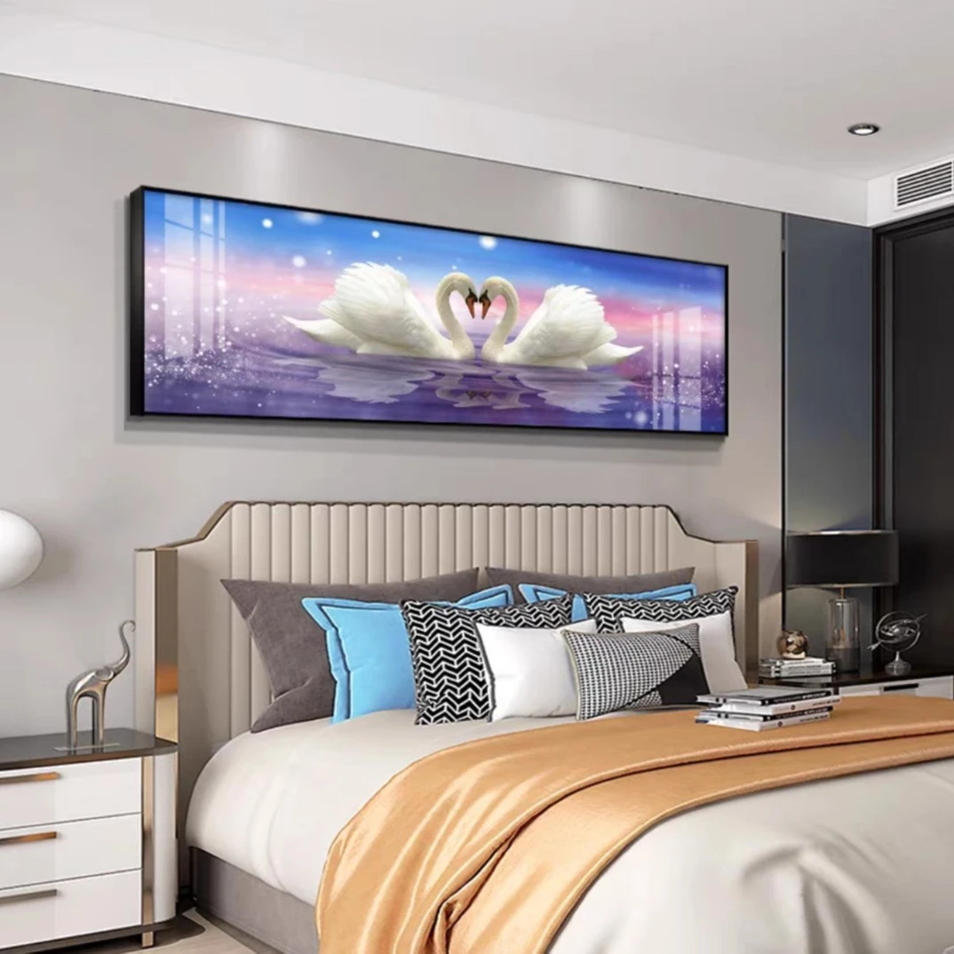 床头画2025年新款主卧室装饰画天鹅背景墙壁挂画主卧床头温馨大气