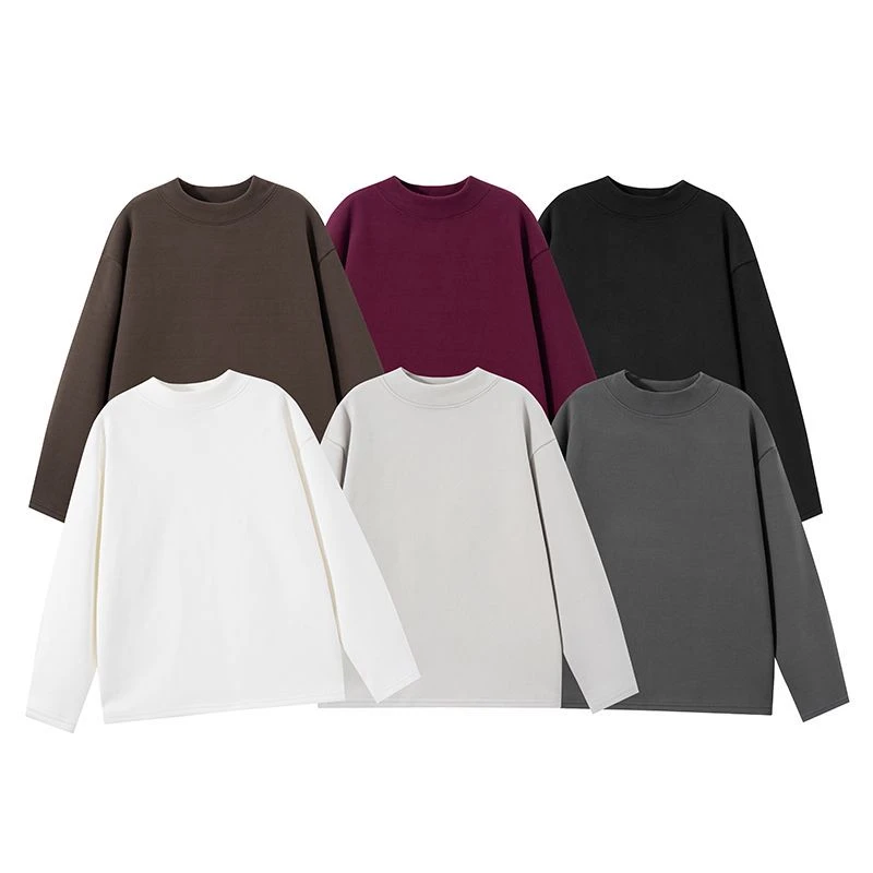 JH888冬季新款加绒经典纯色男女情侣款简约中高领打底衫卫衣