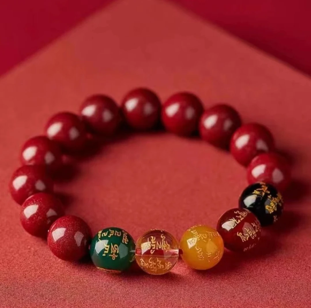 非金属仿水晶手链 【杭州发货】非金属手链 五路手串男女款红色情侣