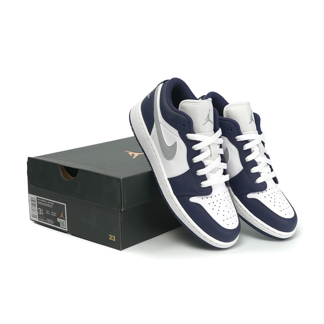 JordanAirJordan1轻便舒适防滑减震耐磨低帮篮球鞋灰蓝553560-141