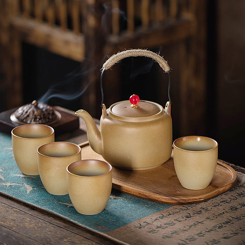 户外炭火围炉煮茶壶粗陶家用烧水电陶壶温茶壶明火泡茶器功夫茶具