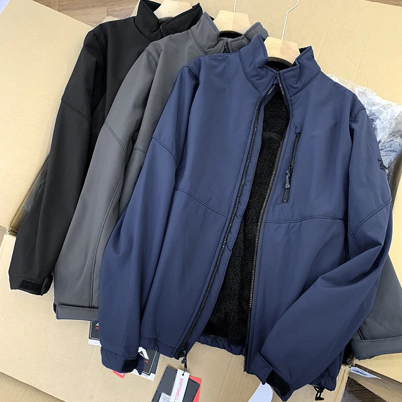 品相好到哭 高性能户外防风防水加绒立领软壳外套-金金