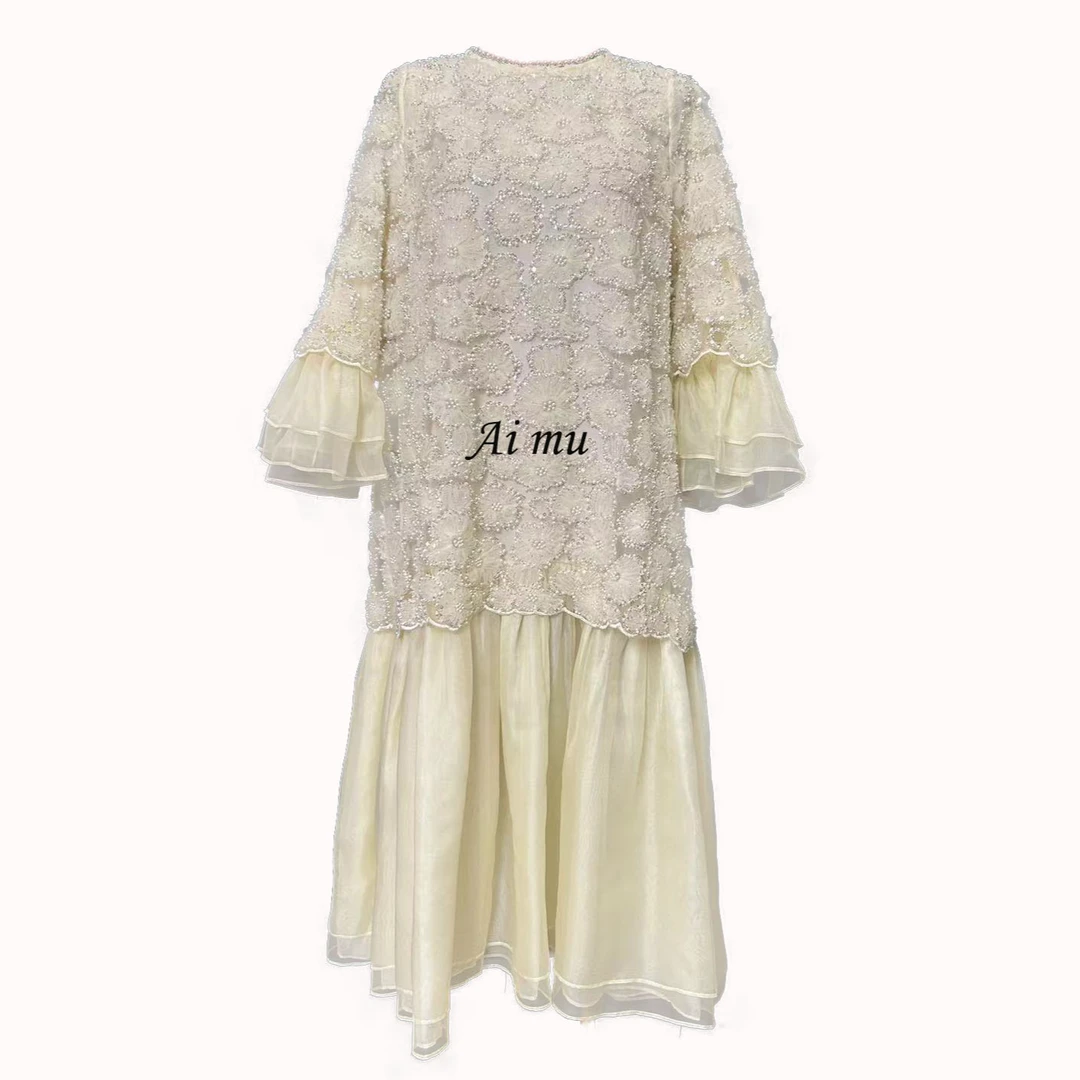 （波光）连衣裙裙子蕾丝气质时尚百搭女士春季设计师显瘦春夏中长款