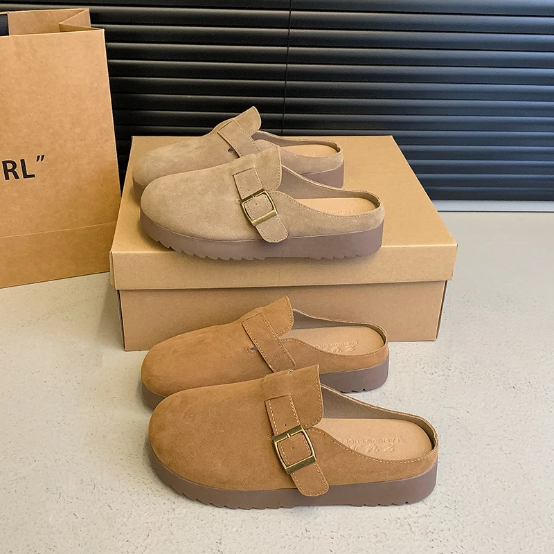 JIX.夏季复古时尚网红休闲懒人拖鞋软底半拖勃肯鞋