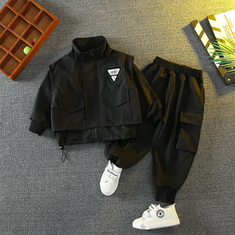 童装男童秋装套装2023新款洋气痞帅儿童春秋衣服春季工装两件套潮