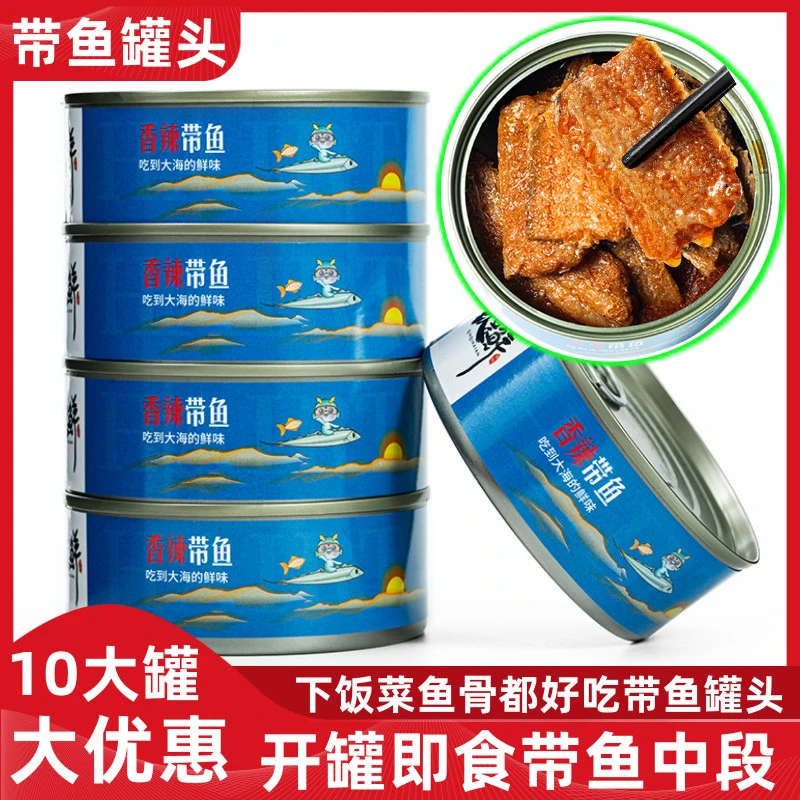 10罐下饭带鱼罐头鲜新捕头五香红烧正宗品牌带鱼大罐头装厂家直销