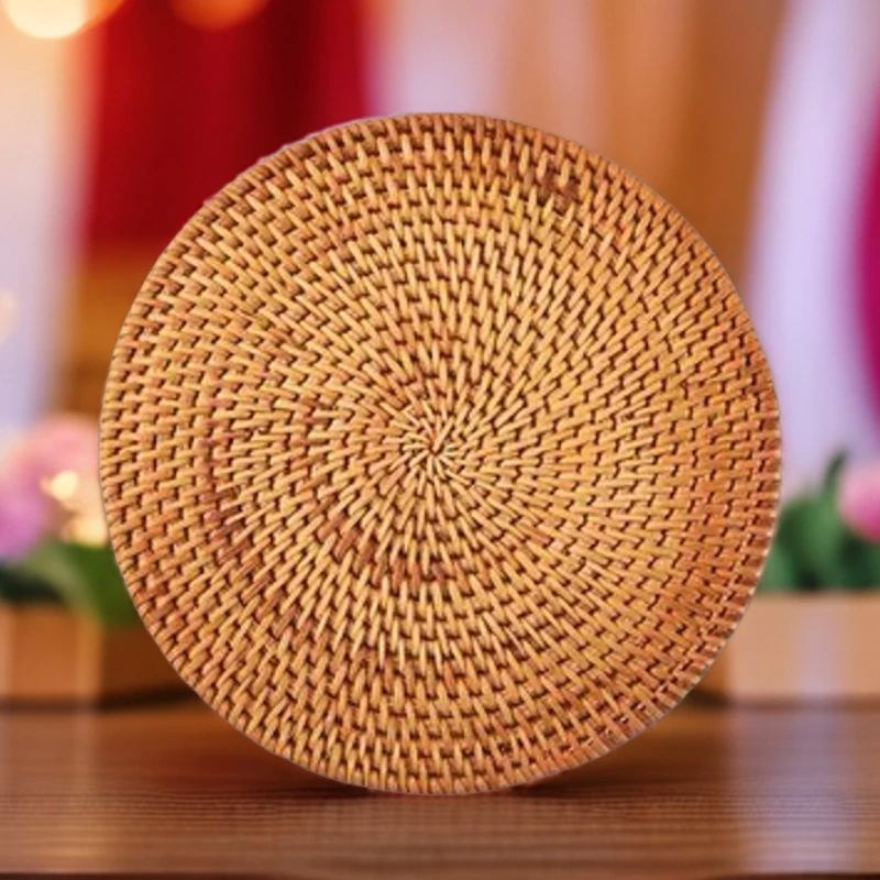 16cm杯垫买一送一藤编隔热垫越南秋藤编镂空花边盘垫碗垫餐桌垫